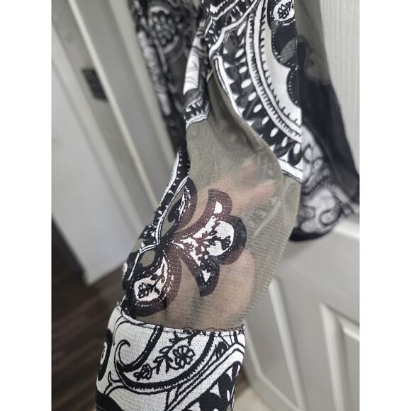 INC International Concepts Green LACE-UP MESH PRINT Sheer Blouse Shirt Top XXL - Picture 7 of 9